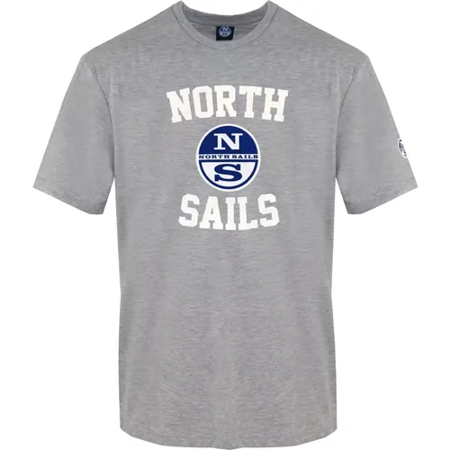 Herren Rundhals T-Shirt in einfarbig mit Frontdruck , Herren, Größe: M - North Sails - Modalova
