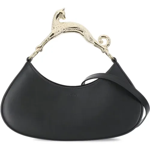 Schwarze Lederhandtasche mit Metallgriff - Lanvin - Modalova