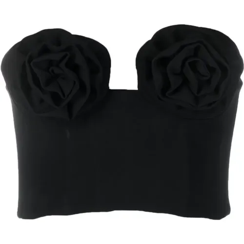 Viscose Cropped Top with 3D Flower Design , female, Sizes: S - Magda Butrym - Modalova