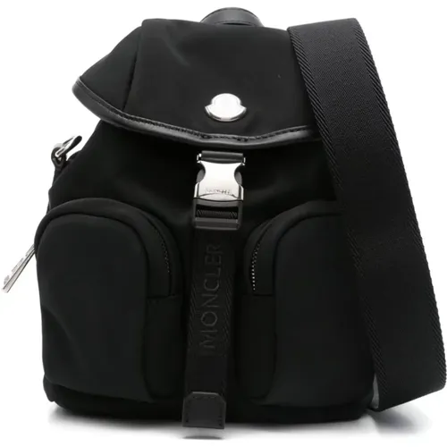 Shoulder Bags, female, , Size: ONE SIZE Metal Logo Embellished Buckle Backpack - Moncler - Modalova