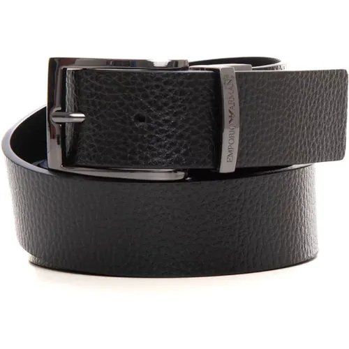 Belts, male, , Size: ONE SIZE Logo Detail Reversible Leather Belt - Emporio Armani - Modalova