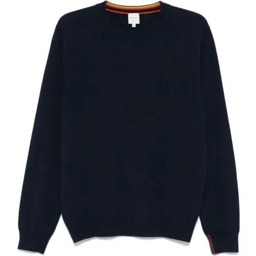 Cashmere Knitwear, male, , Size: L Navy Cashmere Knit Sweater - Paul Smith - Modalova