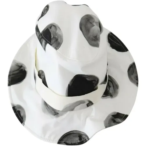 Logo Bucket Hat, Weiß mit Schwarzen Polka Dot , Damen, Größe: 58 CM - Dolce & Gabbana - Modalova