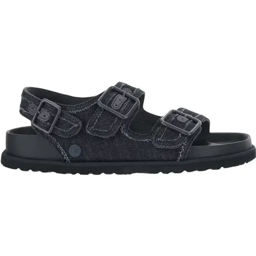 Flat Sandals, male, , Size: 10 US Dark Wash Denim Sandals - Birkenstock - Modalova