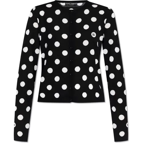 Cardigans, female, , Size: S Polka-dot Pattern Cardigan - Dolce & Gabbana - Modalova