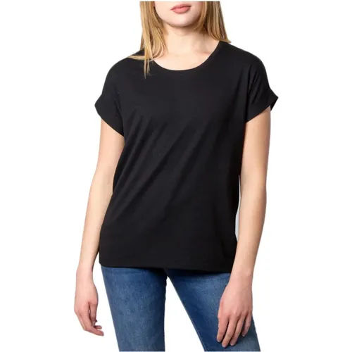 Schwarzes einfarbiges T-Shirt mit kurzen Ärmeln , Damen, Größe: M - Only - Modalova