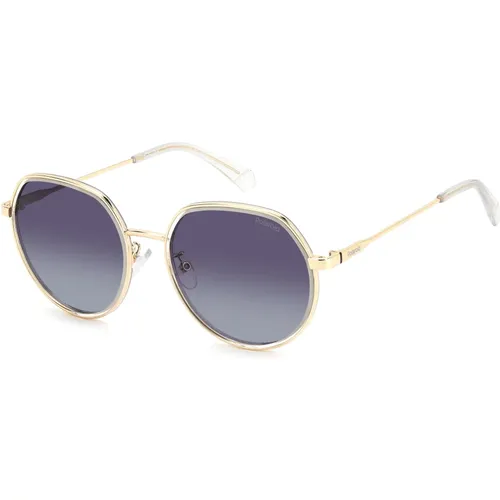 Sunglasses, unisex, , Size: 55 MM Gold/Grey Shaded Sunglasses - Polaroid - Modalova