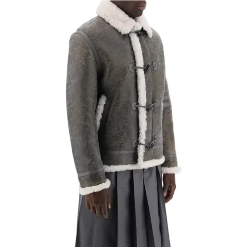 Shearling Cropped Montgomery Jacke - Thom Browne - Modalova