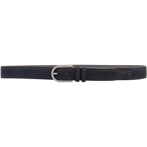 Suede Belt with Silver Buckle , male, Sizes: 95 CM, 105 CM, 90 CM, 85 CM - Kiton - Modalova