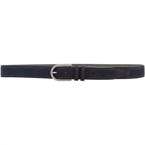 Suede Belt with Silver Buckle , male, Sizes: 95 CM, 85 CM - Kiton - Modalova