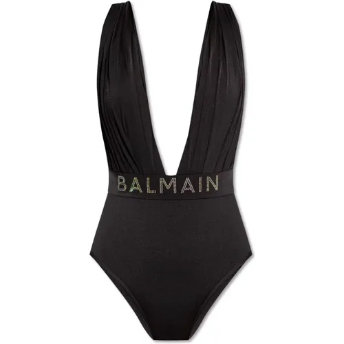 Einteiliger Badeanzug mit Logo , Damen, Größe: XS - Balmain - Modalova