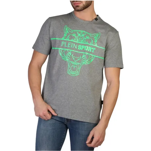 Herren T-Shirt mit kurzen Ärmeln und Rundhalsausschnitt , Herren, Größe: L - Plein Sport - Modalova