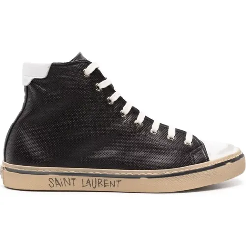 Schwarze Schnürsneaker mit Signaturdetail , Herren, Größe: 43 1/2 EU - Saint Laurent - Modalova