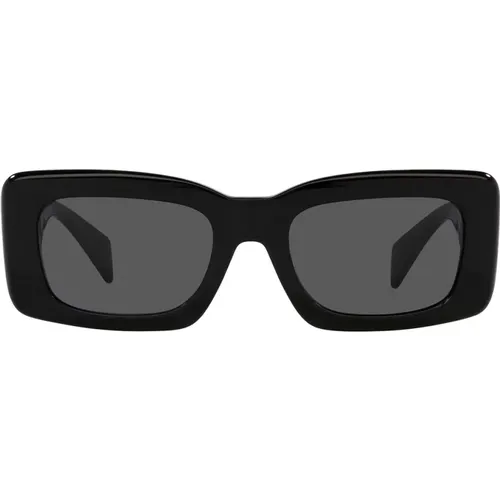 Rechteckige Sonnenbrille mit dunkelgrauer Linse und schwarzem Rahmen , unisex, Größe: 54 MM - Versace - Modalova