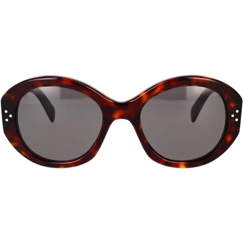 Runde Sonnenbrille aus Havana-Acetat mit grauen Gläsern - Celine - Modalova