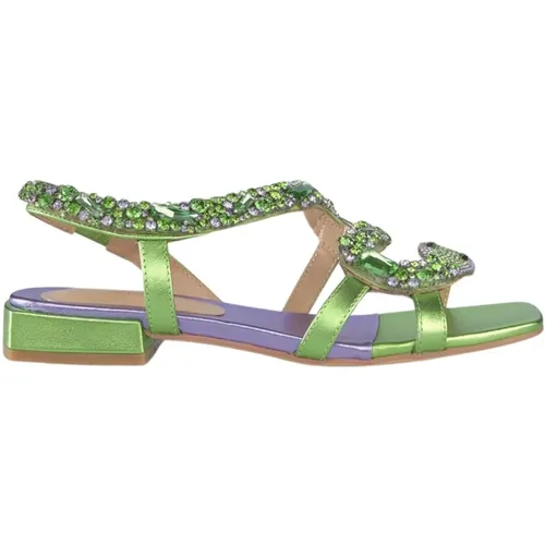 Snake Rhinestone Flat Sandal , female, Sizes: 5 UK, 6 UK - Alma en Pena - Modalova