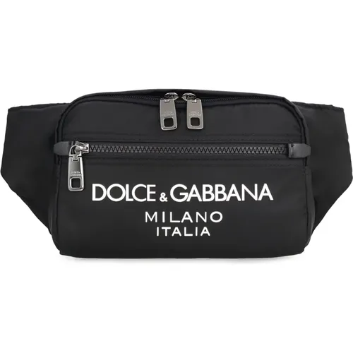 Nylon Gürteltasche mit Lederdetails , Herren, Größe: ONE Size - Dolce & Gabbana - Modalova