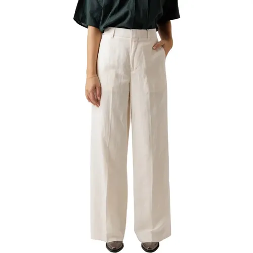 Wide Leg High Waist Linen Blend Pants , female, Sizes: W27, W28 - Scotch & Soda - Modalova