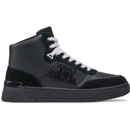 Schwarze Leder High Top Sneakers - Versace Jeans Couture - Modalova