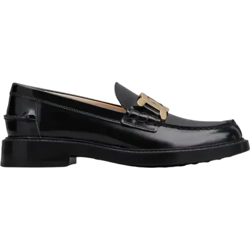 Leather Moccasin with Metal Chain , female, Sizes: 5 1/2 UK, 4 1/2 UK, 5 UK, 6 UK, 3 UK, 4 UK - TOD'S - Modalova