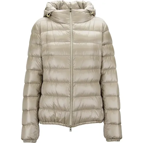 Down Jackets, female, , Size: XS High Collar Hooded Down Jacket - Herno - Modalova