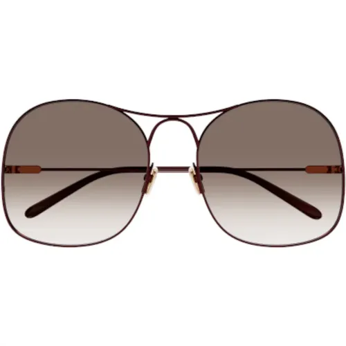 Burgundy Aviator Sunglasses , female, Sizes: 59 MM - Chloé - Modalova