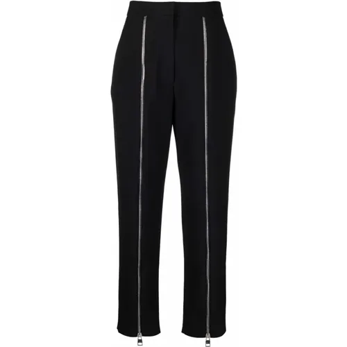 Chinos, female, , Size: S Tailored Wool Pants with Decorative Zipper Details - alexander mcqueen - Modalova