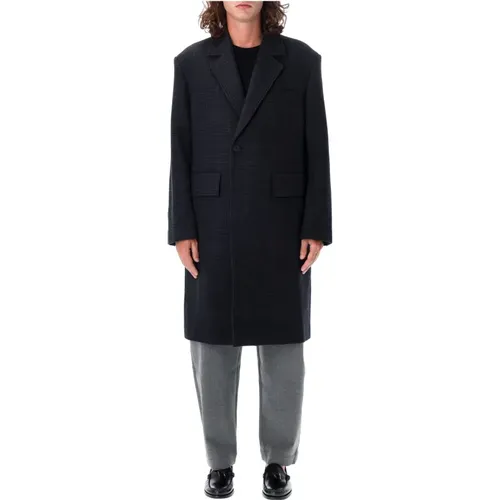 Single-Breasted Coats, male, , Size: L Check Pattern Wool Over Coat - Studio Nicholson - Modalova