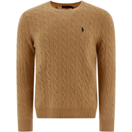 Brauner Zopfmuster Pullover für Herren , Herren, Größe: S - Ralph Lauren - Modalova