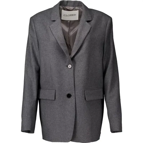 Blazers, female, , Size: S Dark Grey Blazers - closed - Modalova