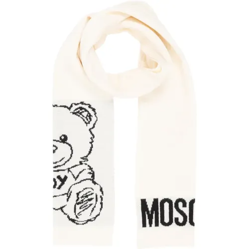 Abstract Wool Scarf with Logo , female, Sizes: ONE SIZE - Moschino - Modalova