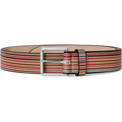 Belts, male, , Size: 75 CM Striped Leather Belt - Paul Smith - Modalova