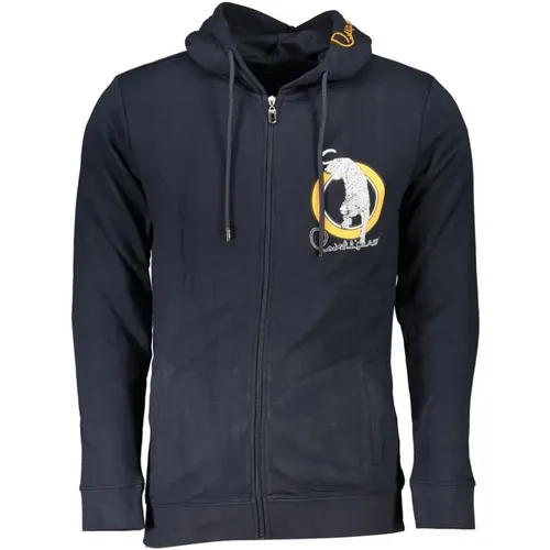 Cotton Hooded Sweatshirt with Zip and Logo Print , male, Sizes: 3XL, XL, M, L, S - Cavalli Class - Modalova