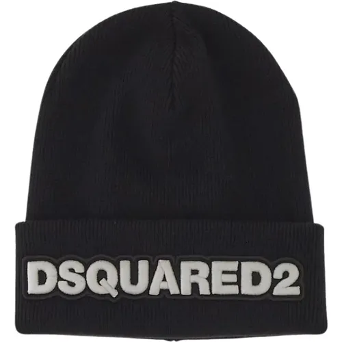 Beanies, male, , Size: ONE SIZE Wool Logo Hat - Dsquared2 - Modalova