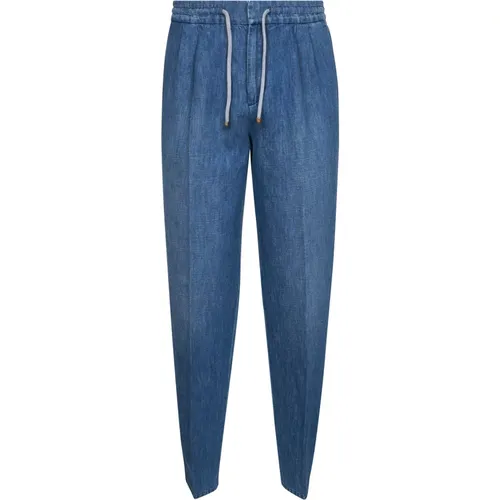 Straight Jeans, male, , Size: XL Clear Elasticated Waist Jeans - BRUNELLO CUCINELLI - Modalova