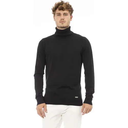 Turtlenecks, male, , Size: 2XL Trendy Knit Sweater with Monogram Detail - Baldinini - Modalova