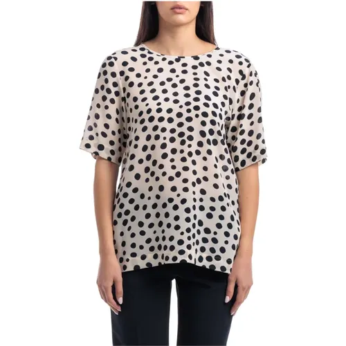 Short Sleeve Silk Polka Dot Shirt , female, Sizes: M, L - Seventy - Modalova