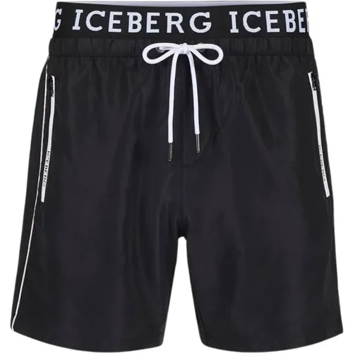 Beachwear, male, , Size: S Logo Boxer Swim Trunks - Iceberg - Modalova