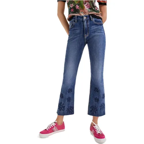 Blaue Denim Jeans mit Reißverschluss und Knopfverschluss , Damen, Größe: XS - Desigual - Modalova