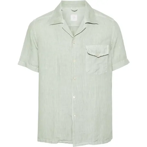 Linen Short Sleeve Casual Shirt , male, Sizes: 3XL, L, 2XL - Eleventy - Modalova