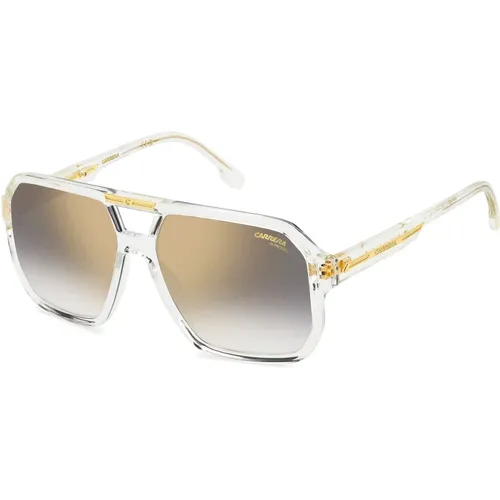 Sunglasses, male, , Size: 60 MM Crystal Grey Sunglasses Gold Mirror - Carrera - Modalova