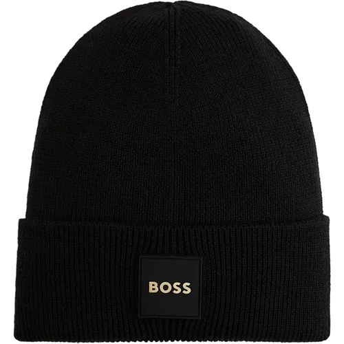 Furio Gold Beanie Hat , unisex, Sizes: ONE SIZE - Boss - Modalova