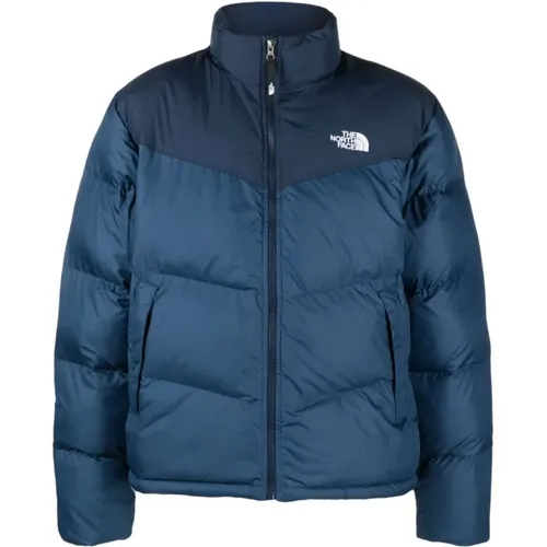 Blaue Mäntel mit hohem Kragen Taschen , Herren, Größe: XL - The North Face - Modalova