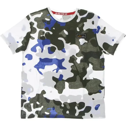 T-Shirts, male, , Size: S Camo Print White Tee Shirt - alpha industries - Modalova