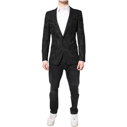 Single Breasted Suits, male, , Size: S Floral Jacquard Blazer Jacket - Dolce & Gabbana - Modalova