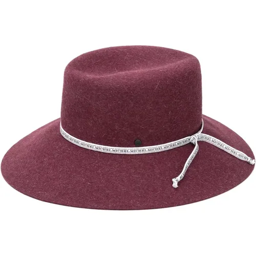 Hats, female, , Size: L Elegant and Sophisticated Burgundy Felt Hat - Maison Michel - Modalova