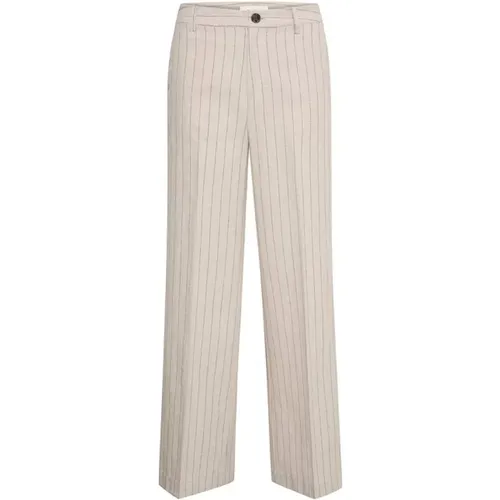 Straight Trousers, female, , Size: L NinnesPW Stripe Linen Trousers - Part Two - Modalova