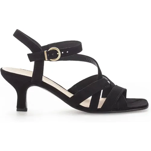 Schwarze Wildleder-Sommersandalen , Damen, Größe: 39 EU - Gabor - Modalova