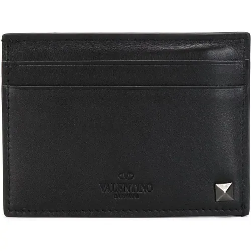 Wallets & Cardholders, male, , Size: ONE SIZE Leather Wallet with Rockstud Embellishment - Valentino Garavani - Modalova