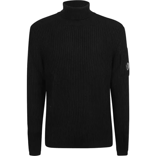 Schwarzer Woll-Schildpullover , Herren, Größe: M - C.P. Company - Modalova